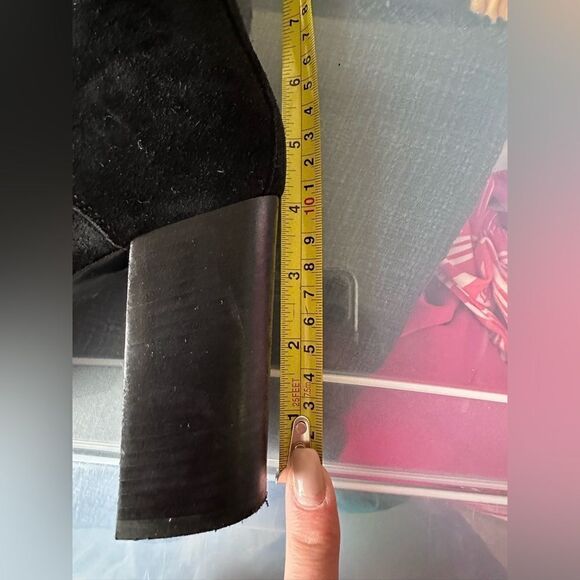 M. GEMI booties size 40 women’s size 9 black suede fur Heeled boots leather - Picture 9 of 9